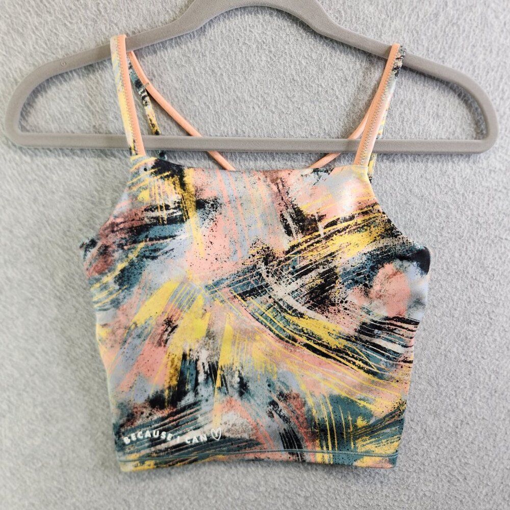 Athleta Girl Sports Bra Girls 12 Simone Biles Brushstroke Tank Because I Can - Picture 14 of 14